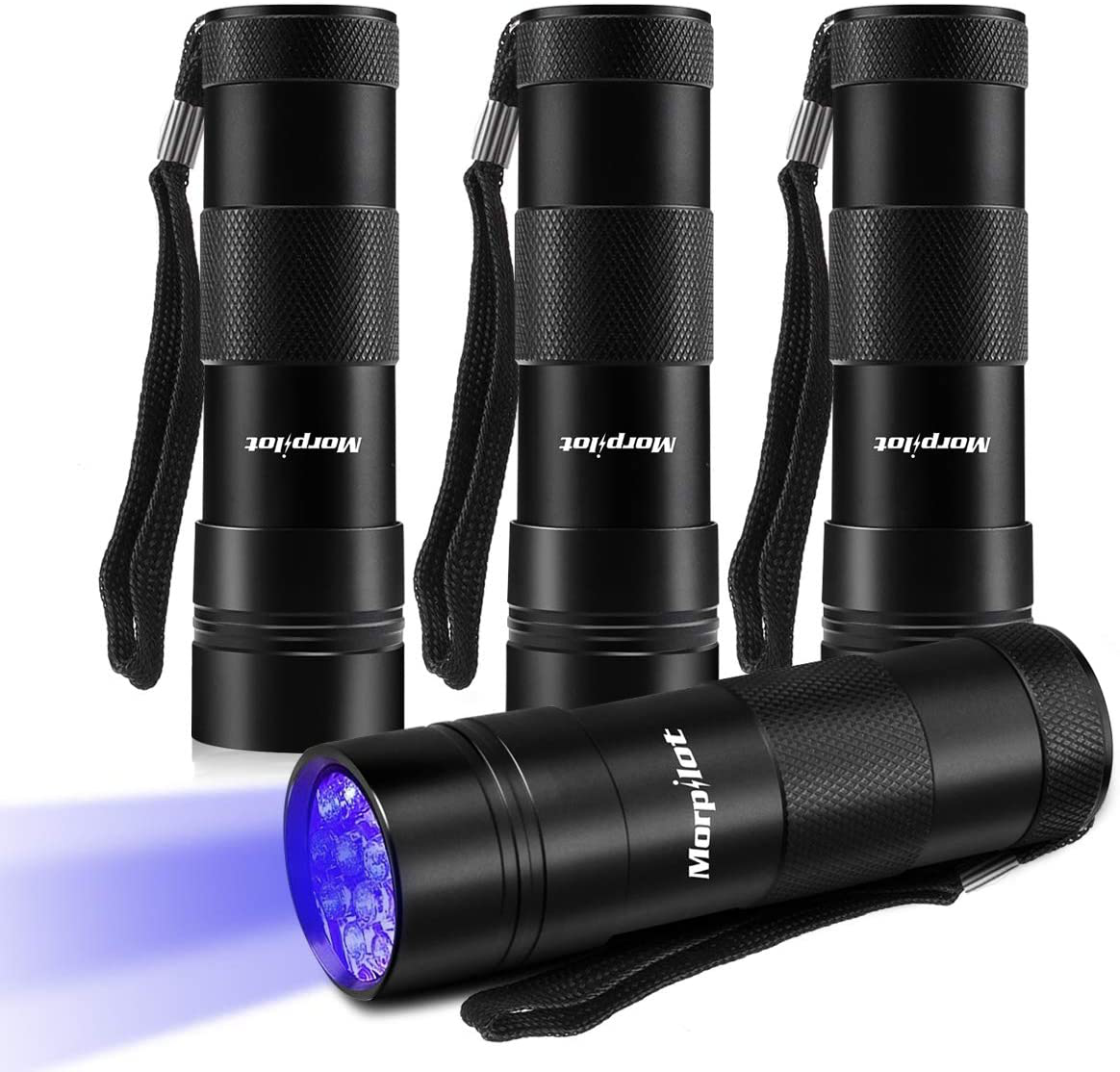 Morpilot Black Light, 2 Pcs UV Handheld Blacklight Flashlights 12 Led 395Nm Mini Light Torch Detector for Pets Urine and Stains