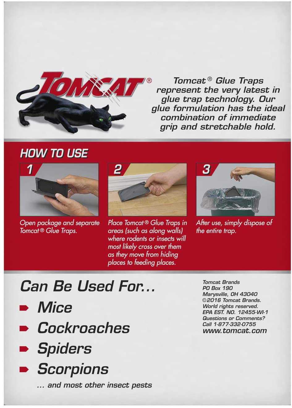 Tomcat 032310 Household Pests, Professional Strength Glue Size with Eugenol for Enhanced Stickiness, Captures Rat An, 4 PK