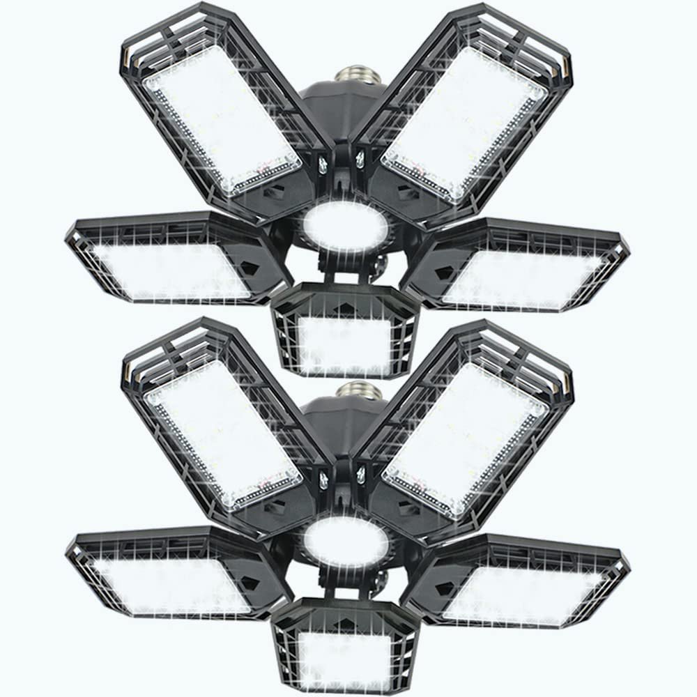 2 Pack 30W LED Garage Energy Saving Light E26 Screw in 3000LM Deformable LED Garage Ceiling Lights 6000K Daylight White