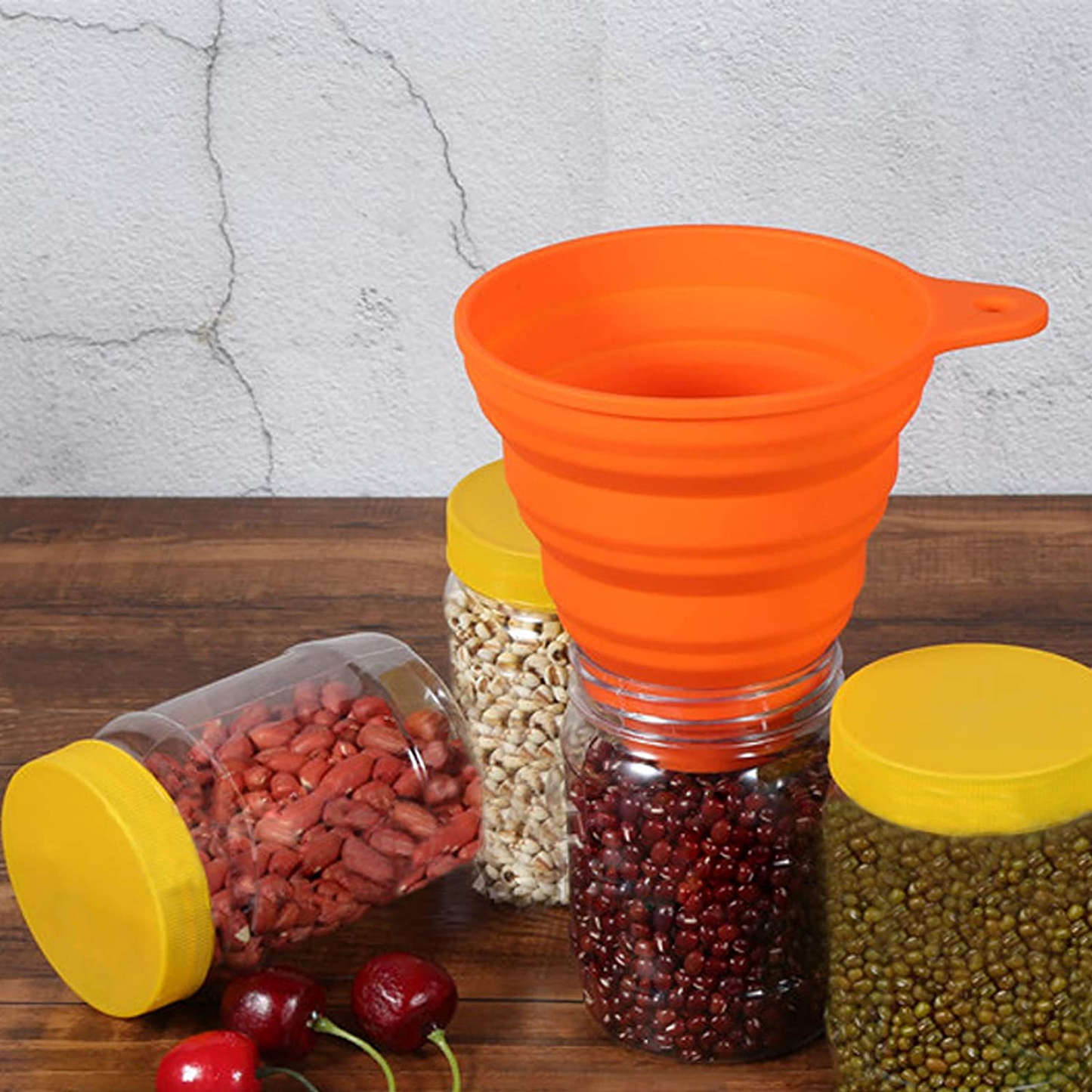 Collapsible Funnels for Kitchen Use, Mini Small Medium and Large 4 Foldable Funnel Sets for Filling Bottles Canning and Jar, Food Kitchen Items, BPA Free, Heat Resistant