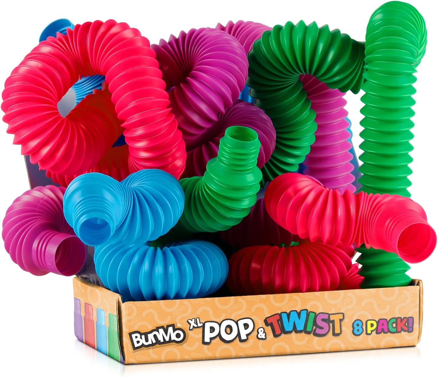 Bunmo Pop Tubes Sensory Toys, Fine Motor Skills Fidget Pack Toddler Toys, Fidget Toys for Sensory Kids and Kids Learning Toys.