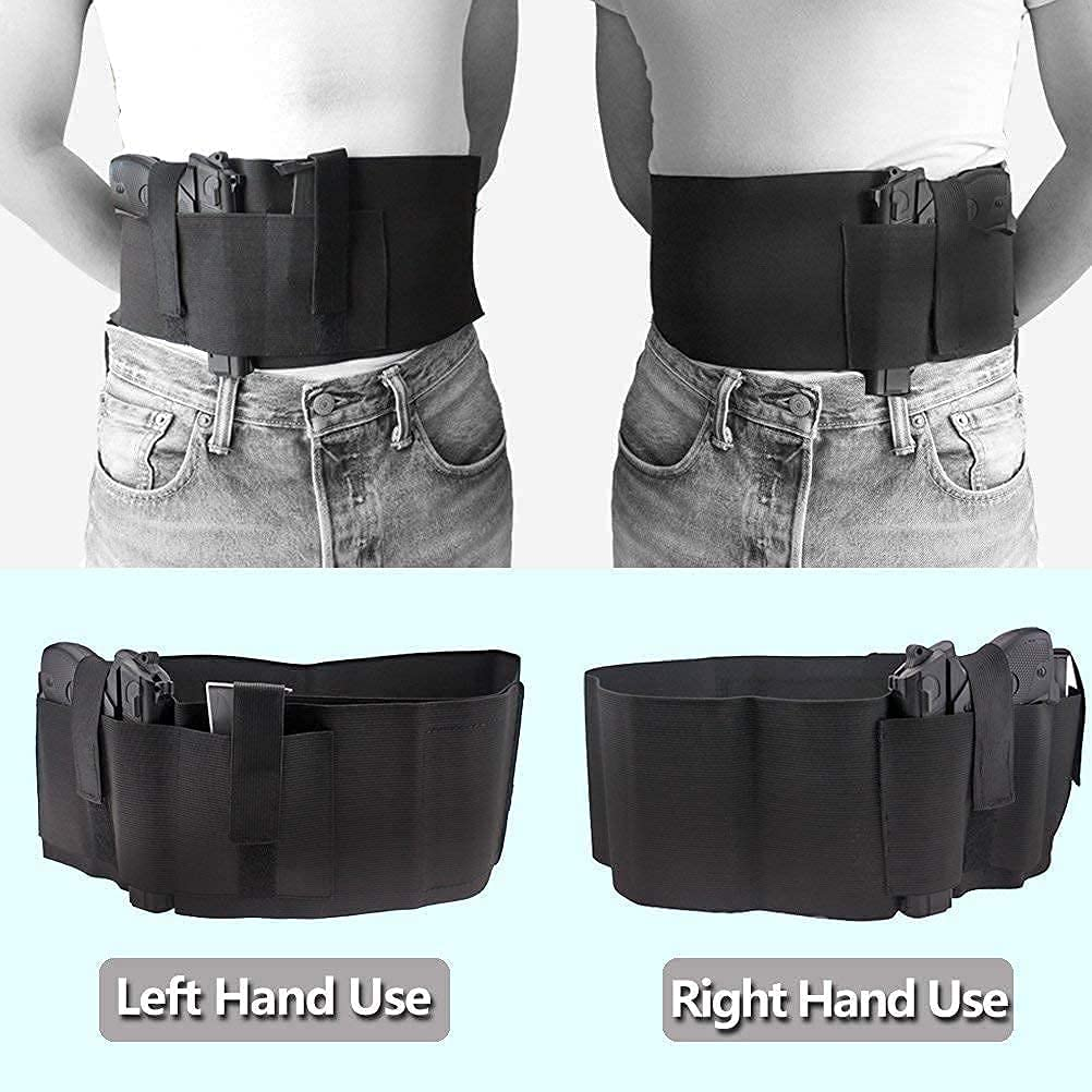 Tactical Belly Band Holster for Concealed Carry Pistol Hand Gun Holder, Hide Handgun under Shirt Elastic Waist Belt Holsters for Men and Women
