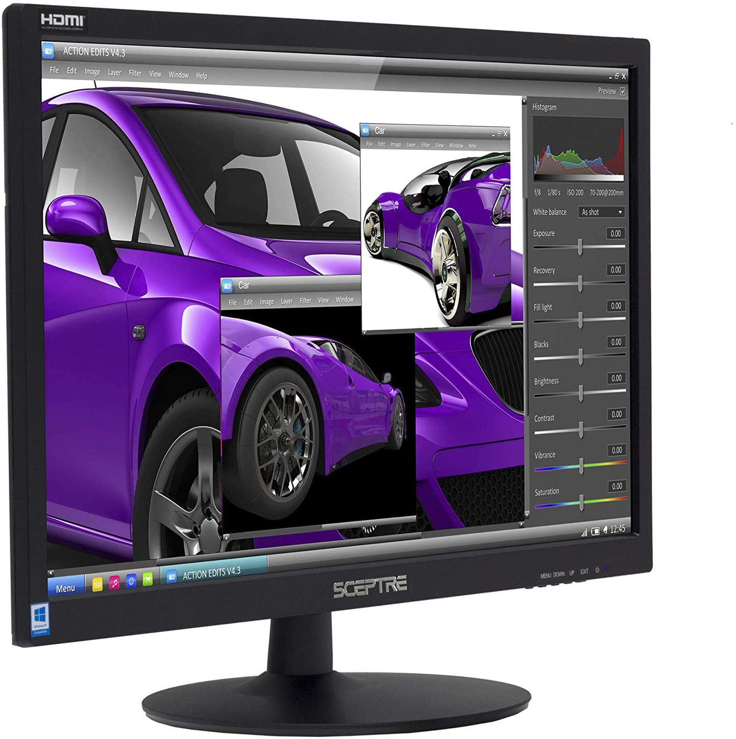 Sceptre 22-Inch 75Hz 1080P LED Monitor HDMI VGA Build-In Speakers, Brushed Black 2019 (E225W-19203S), Metal Black