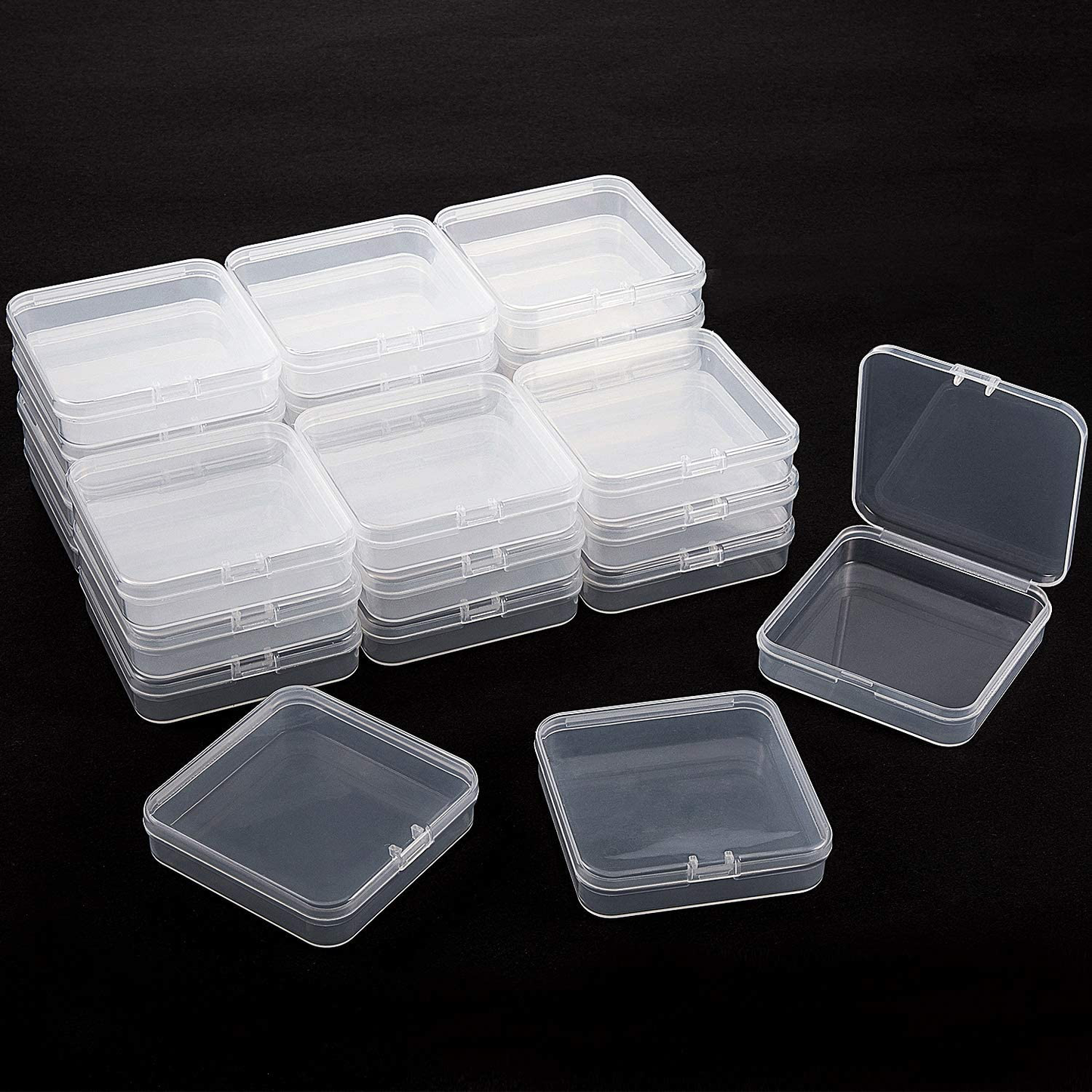 24 Packs Small Clear Plastic Beads Storage Containers Box with Hinged Lid for Storage of Small Items, Crafts, Jewelry, Hardware