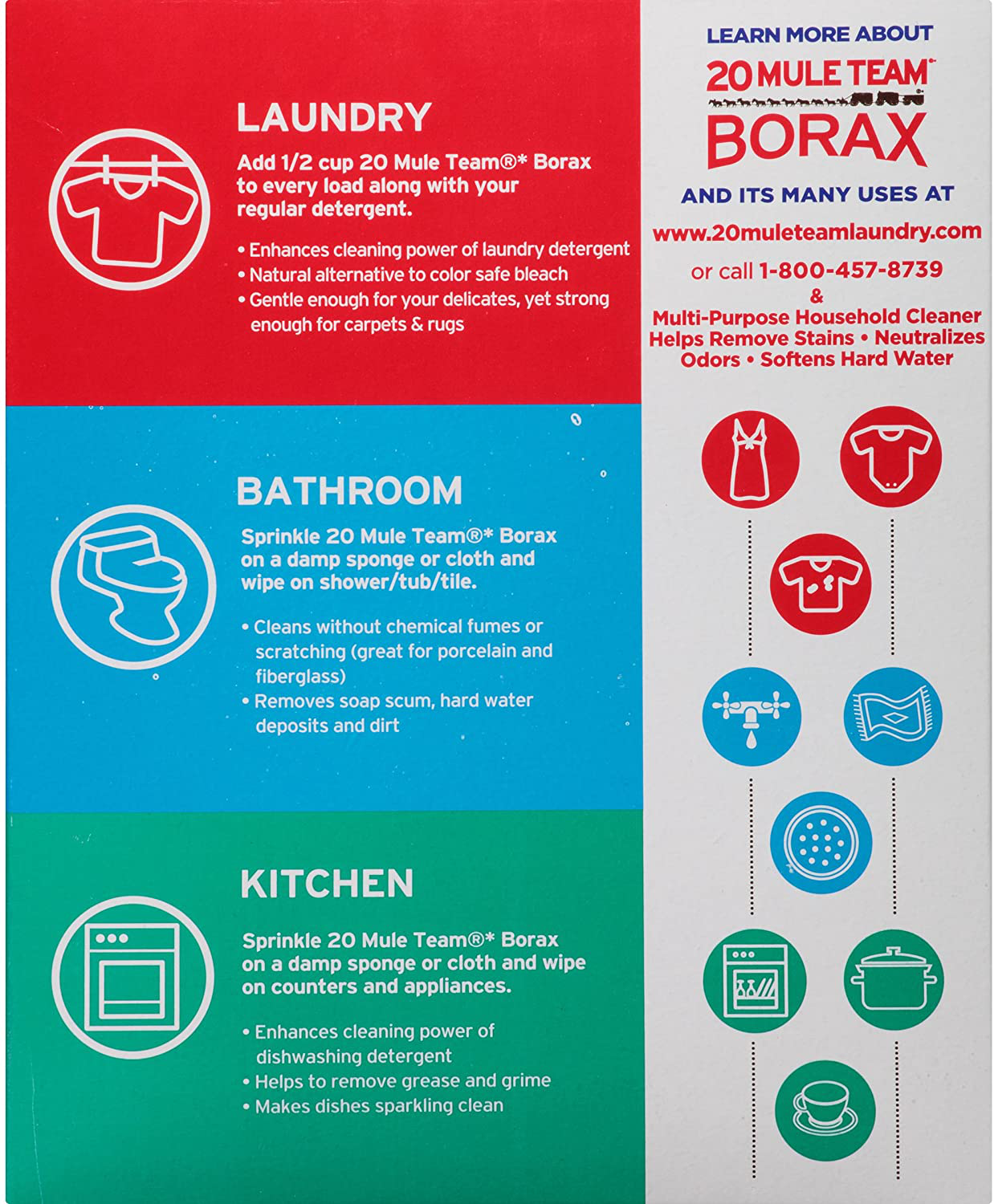 20 Mule Team All Natural Borax Laundry Detergent Booster & Multi-Purpose Household Cleaner, 65 Ounce, 4 Count