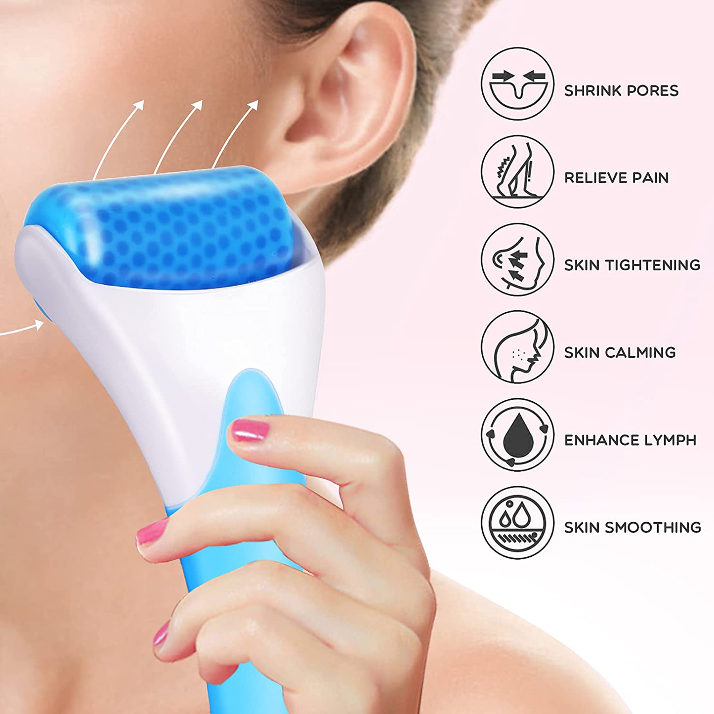 Ice Roller for Face Eye Puffiness, Teenitor Ice Face Roller Massager TMJ Migraine Pain Relief and Minor Injury Therapy Cold Freezer Tighten Skin Care Products