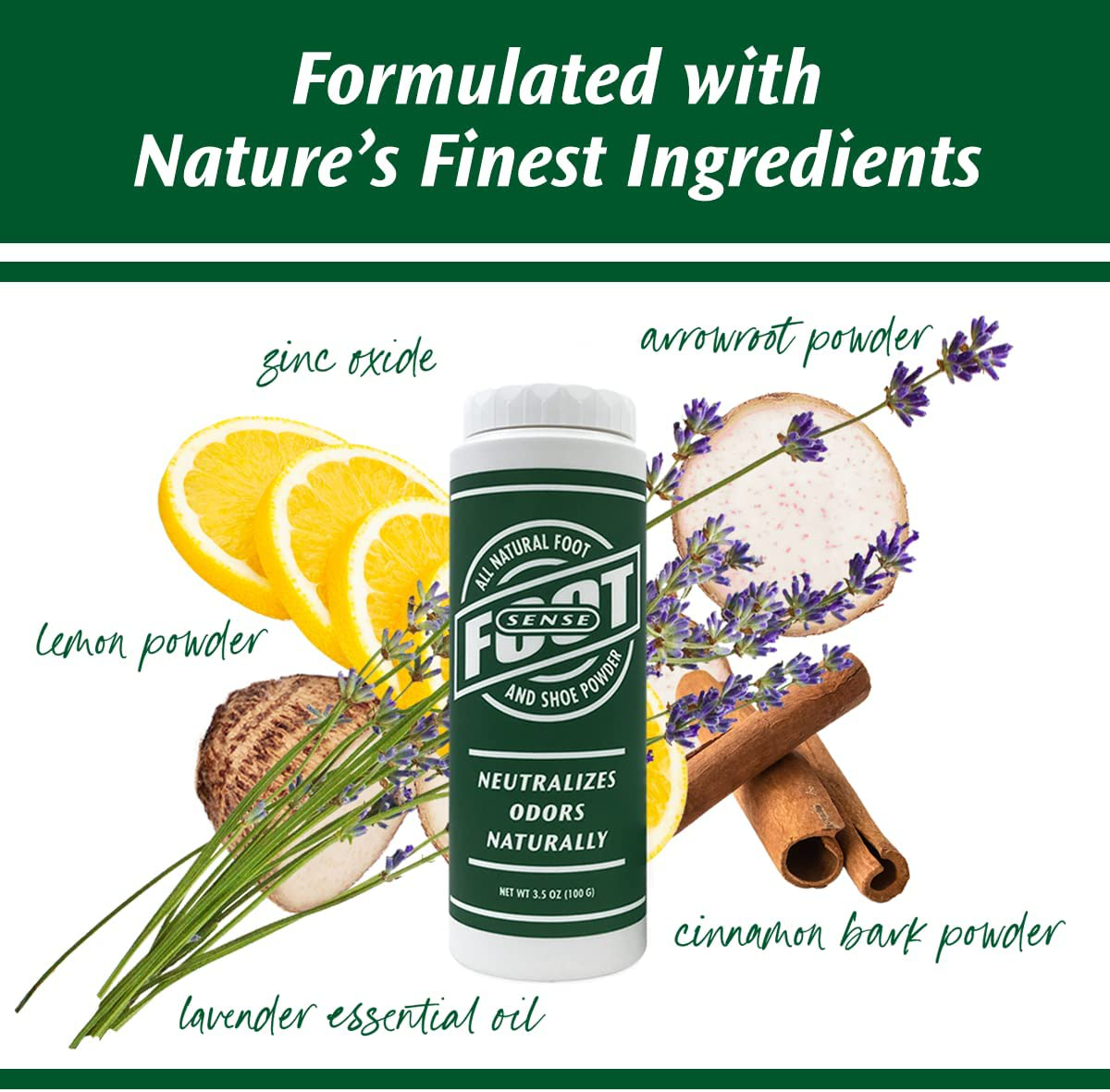 Natural Foot and Shoe Odor Eliminator – Talc-Free Shoe Deodorizer and Body Powder Neutralizes Smelly Odors – Long-Lasting, Fast-Acting Foot Powder for Kids and Adults – Usa-Made by Foot Sense, 3.5 Oz.