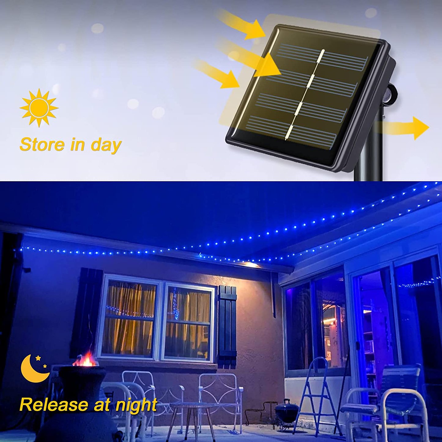 JMEXSUSS Solar Fairy Lights Outdoor Waterproof, 2 Pack Each 33ft 100 LED Solar String Lights, Blue Copper Wire Lights 8 Modes for Patio Garden Party Yard Tree Holiday Wedding Christmas Decoration