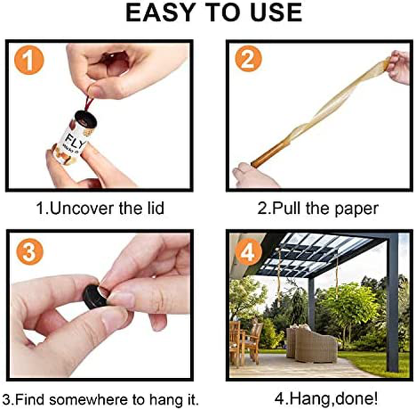 24 Rolls Sticky Fly Traps, Fly Paper Strips Indoor Hanging Catcher, Gnat Killer for Indoor Plants
