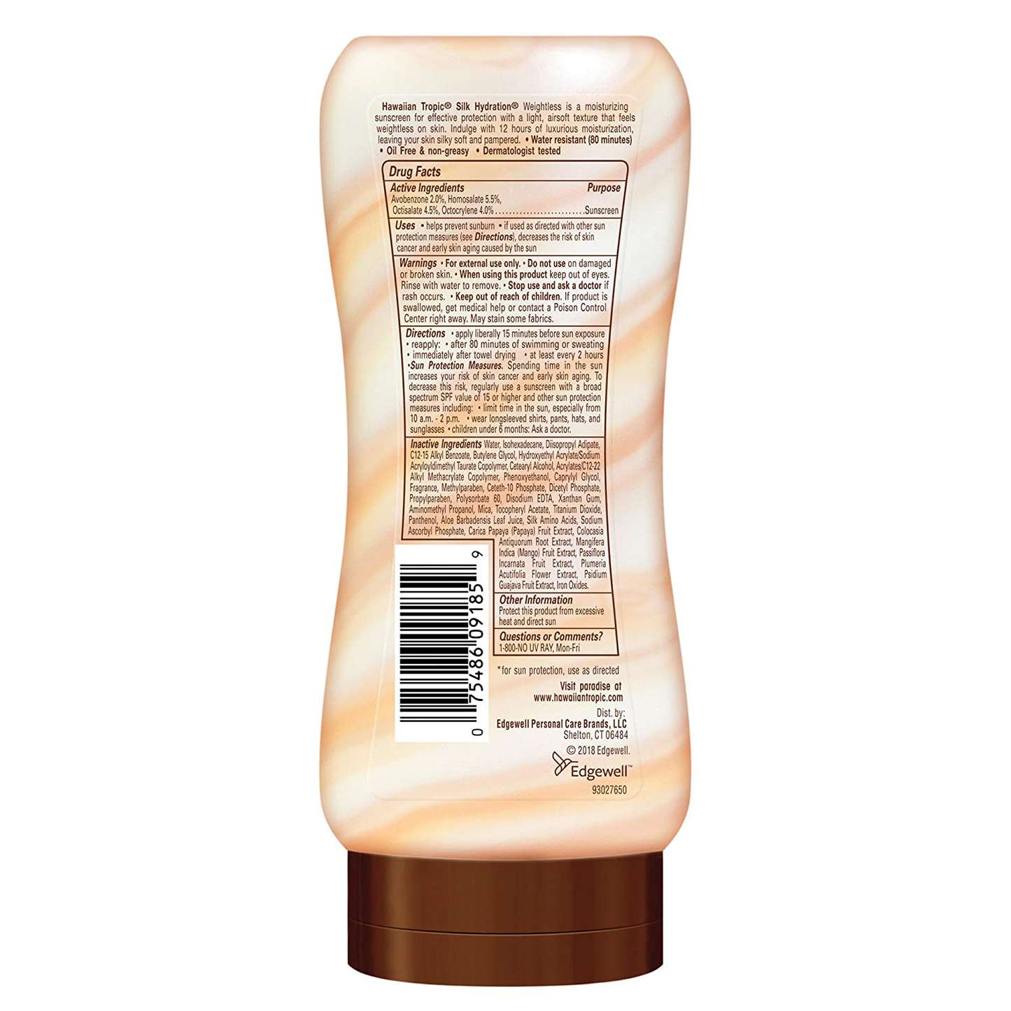 Hawaiian Tropic SPF 30 Broad Spectrum Sunscreen, Silk Hydration Weightless Moisturizing Sunscreen Lotion, 6 Fl Oz, Twin Pack