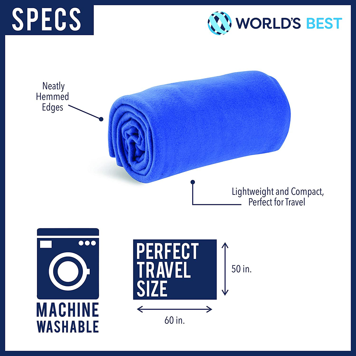 World'S Best Cozy-Soft Microfleece Travel Blanket, 50 X 60 Inch, Charcoal