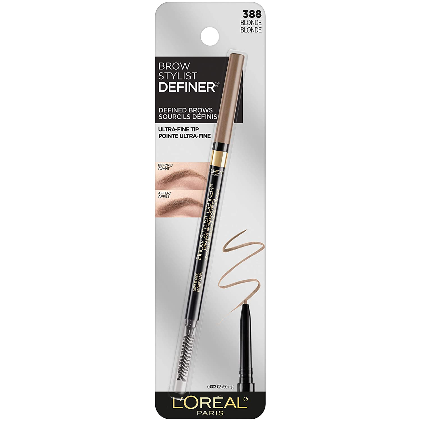 L'Oreal Paris Makeup Brow Stylist Definer Waterproof Eyebrow Pencil UltraFine Mechanical Pencil Draws Tiny Brow Hairs Fills in Sparse Areas Gaps Ounce Count