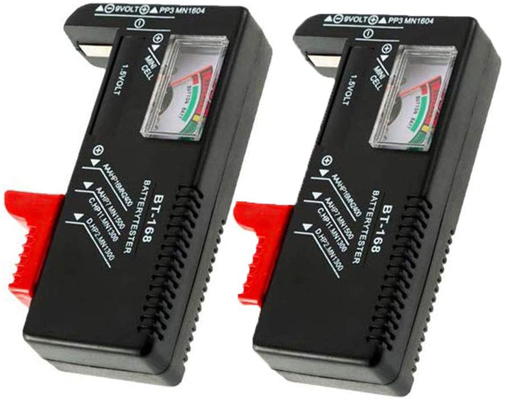 2 Pack Battery Tester, Universal Battery Checker for AA/AAA/C/D / 9V / 1.5V Button Cell Batteries
