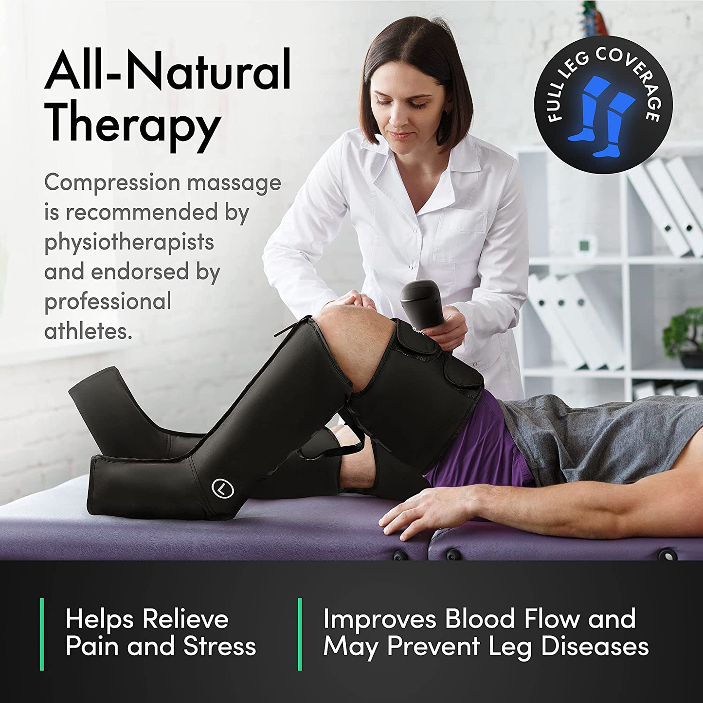 Reathlete Leg Massager | Rechargeable & Portable Sequential Compression Device with Digital Controller & Bag | New Sleeve Design SCD Machine for Legs | Muscle Pain Relief Thigh, Calf & Feet Massager…