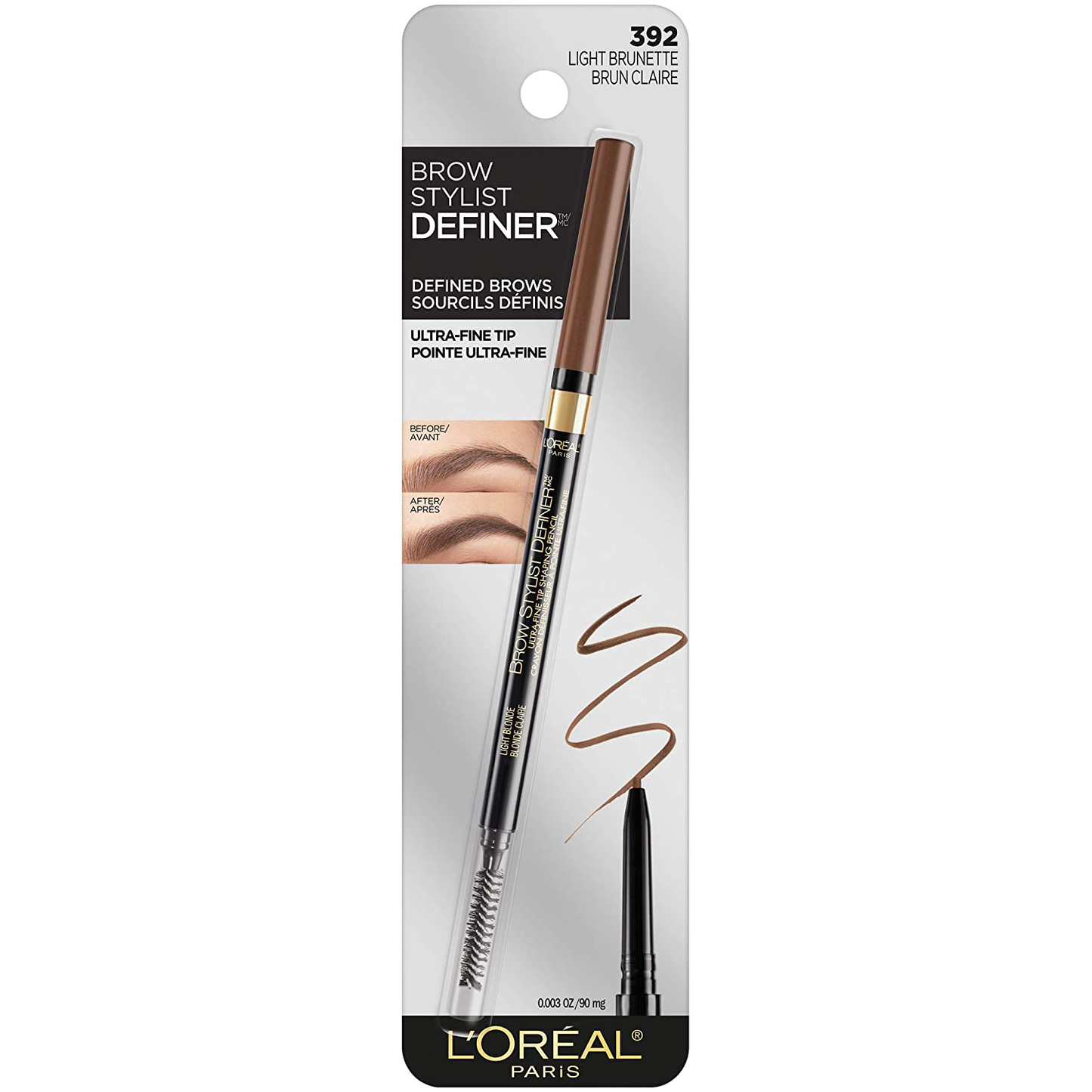 L'Oreal Paris Makeup Brow Stylist Definer Waterproof Eyebrow Pencil UltraFine Mechanical Pencil Draws Tiny Brow Hairs Fills in Sparse Areas Gaps Ounce Count