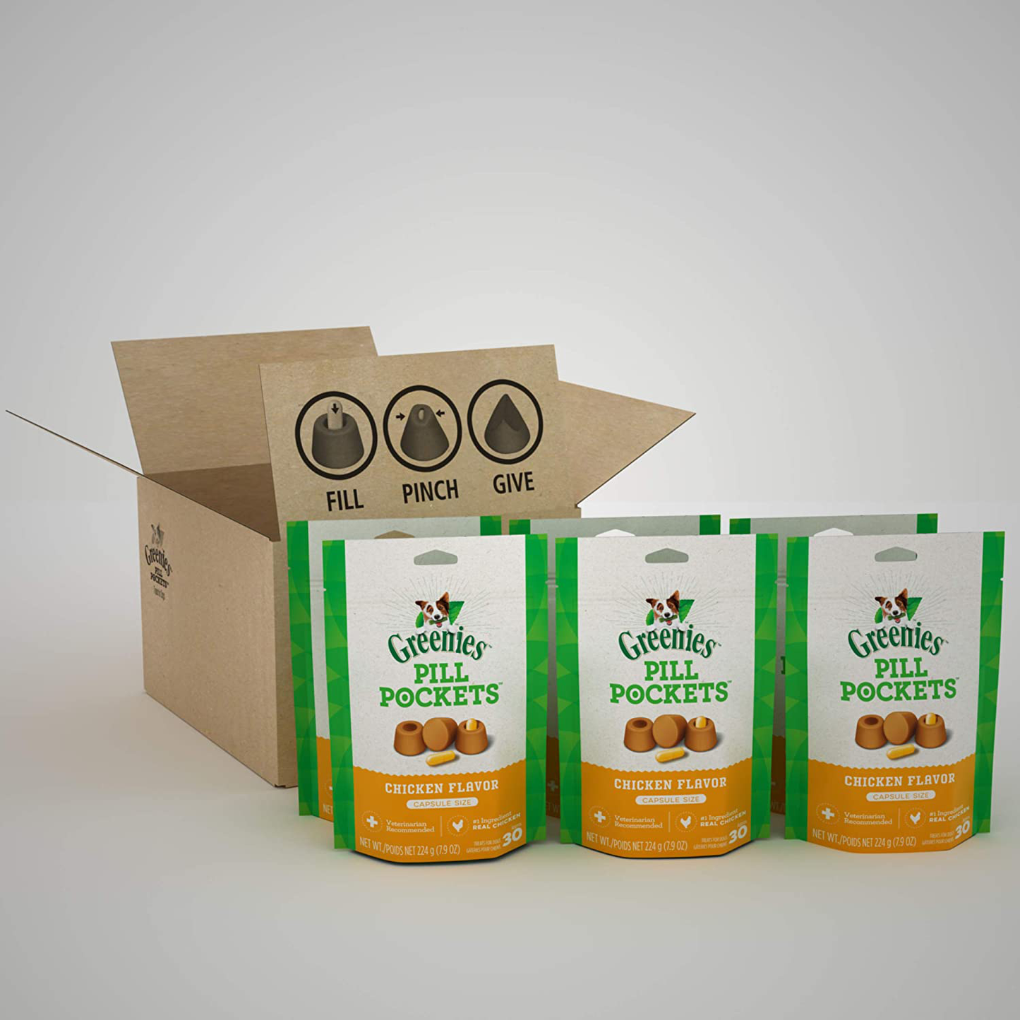 GREENIES Pill Pockets Natural Dog Treats, Capsule Size, Chicken Flavor