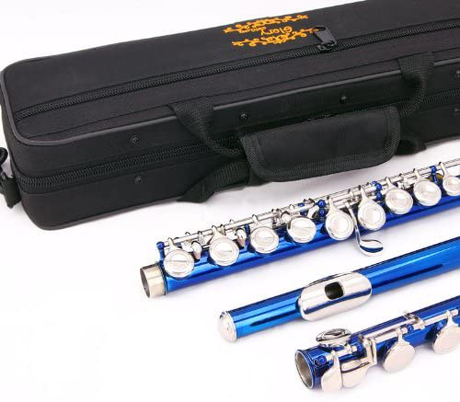 Glory Closed Hole C Flute With Case, Tuning Rod and Cloth,Joint Grease and Gloves Blue-More Colors available,Click to see more colors