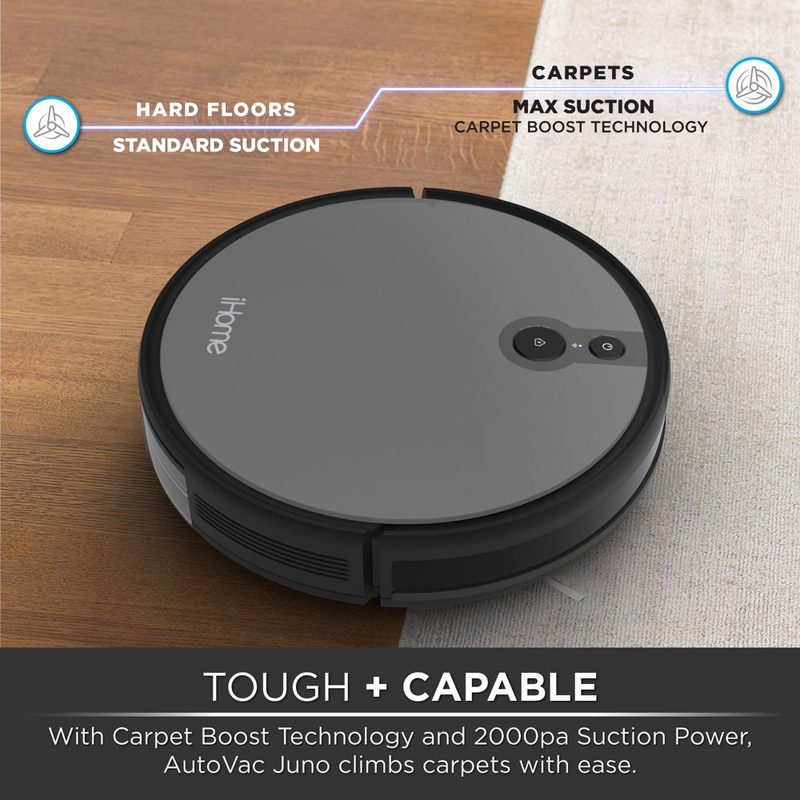 Ihome Autovac Robot Vacuum, Mapping Technology, Strong Suction, 120 Min Runtime, App + Remote Control