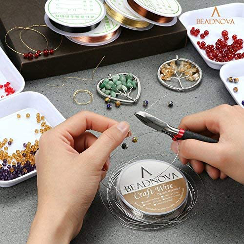 BEADNOVA Craft Wire Jewelry Beading Wire Tarnish Resistant Copper Wire for Jewelry Making with Cutting Pliers (5pcs, 26 Gauge)
