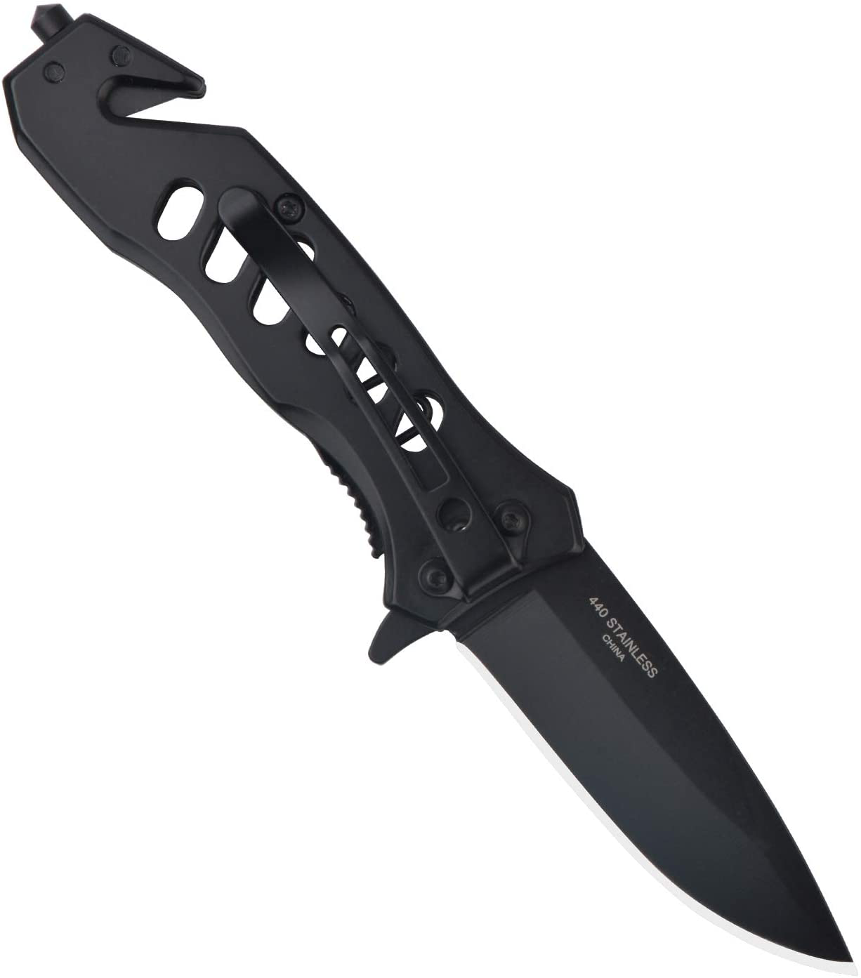 ALBATROSS EDC Cool Sharp Tactical Folding Pocket Knife,SpeedSafe Spring Assisted Opening Knifes with Liner Lock,Pocketclip,Glass Breaker,Seatbelt Cutter(Multi)
