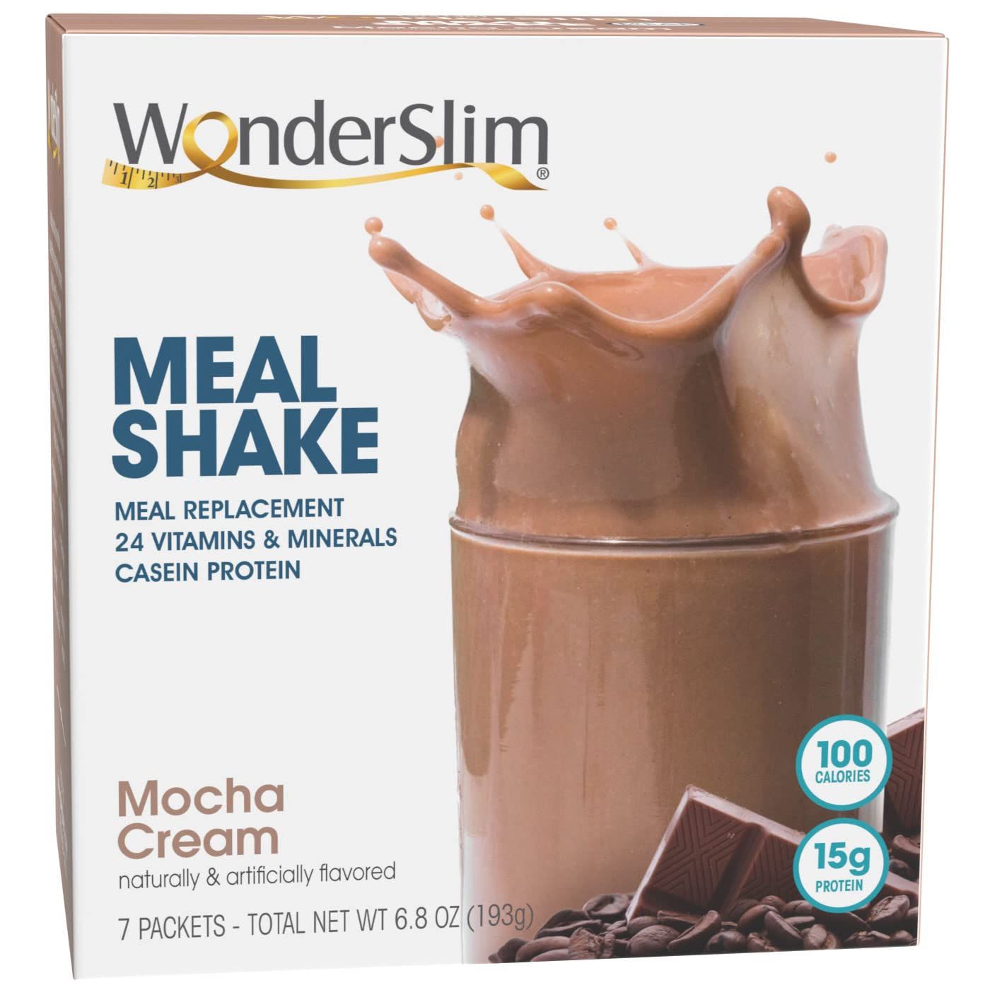 Wonderslim Meal Replacement Shake, Chocolate Cream - 24 Vitamins & Minerals, 15G Protein (7Ct)