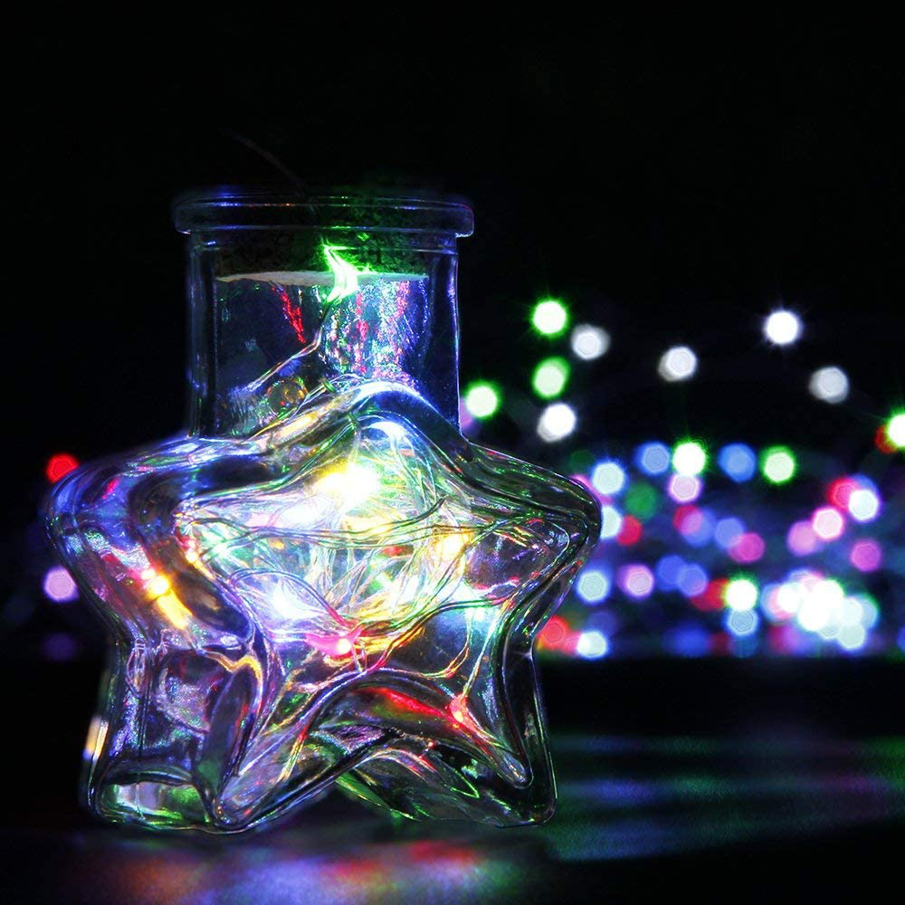 MUMUXI 20 Pack Fairy Lights Battery Operated, 3.3ft 20 LED Mini Waterproof Fairy String Lights Copper Wire Firefly Starry Lights for DIY Wedding Party Mason Jars Crafts Christmas Decoration,Warm White