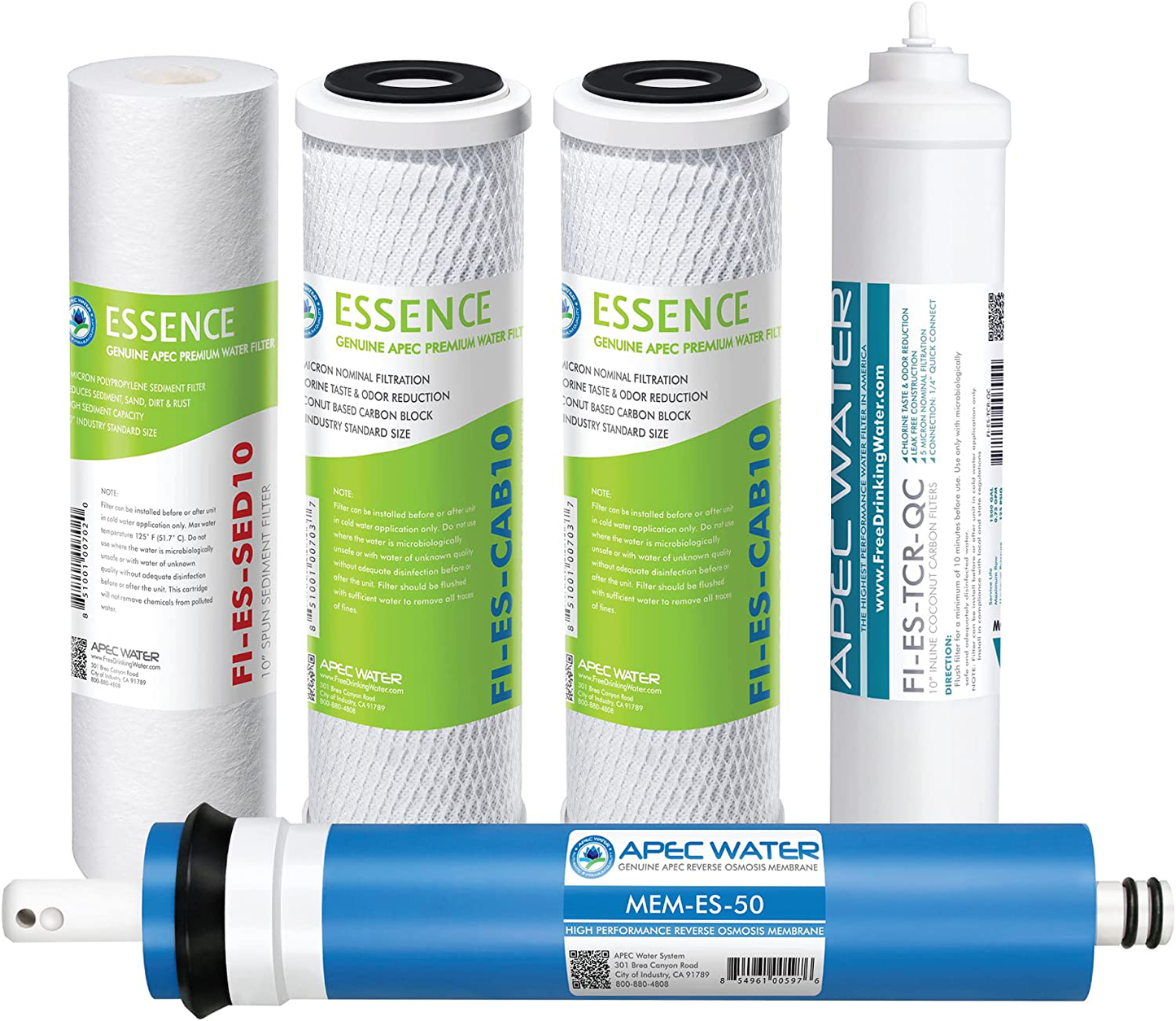 APEC Water Systems FILTER-MAX-ES50 & Water Systems FILTER-SET-ES High Capacity Replacement Pre-Filter Set For Essence Series Reverse Osmosis Water Filter System Stage 1-3