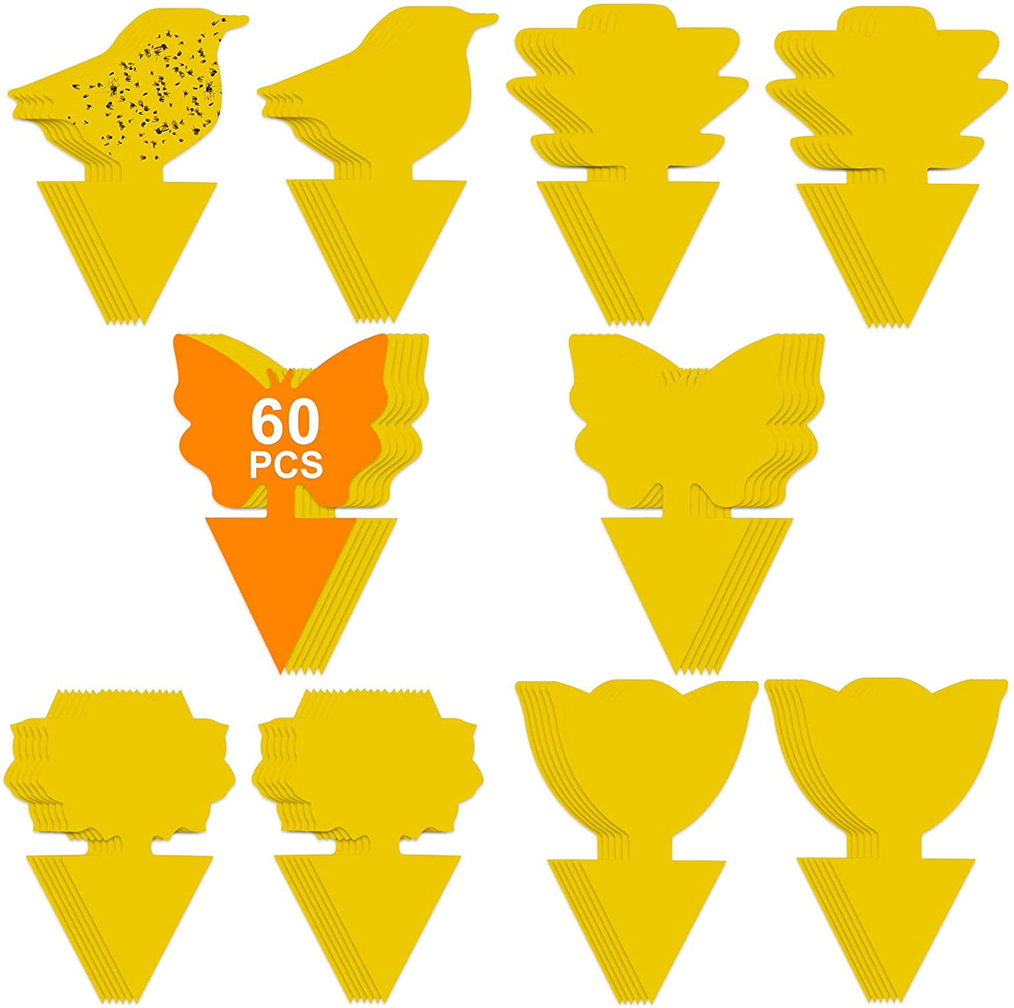 60 Pack Yellow Sticky Trap Fruit Fly Killer, Fungus Gnat Traps for Indoor House Plants, Gnat Killer for Plants Bug Insects