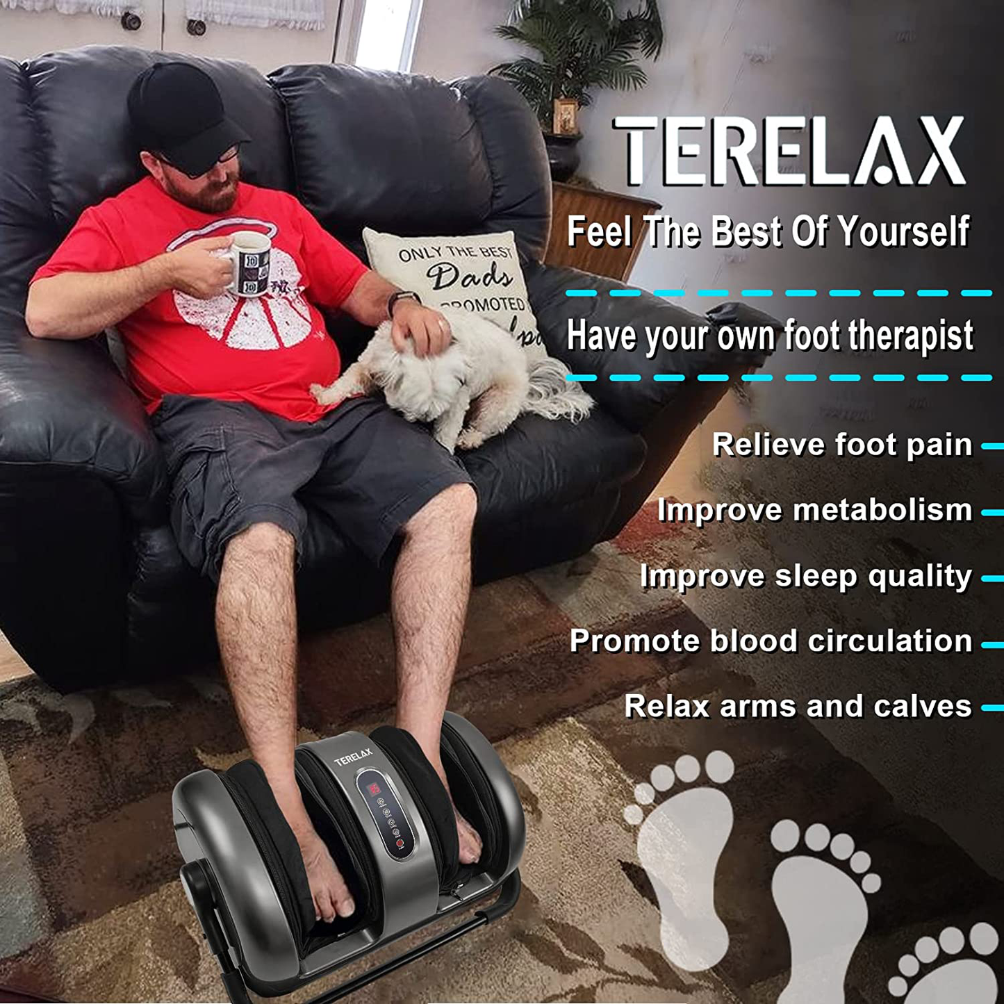 Foot Massage Machine Shiatsu Foot and Calf Massager with Heat Air Compression Deep Kneading Therapy Plantar Fasciitis Relieve Fatigue Feet/Calves/Arms Increases Blood Flow Circulation
