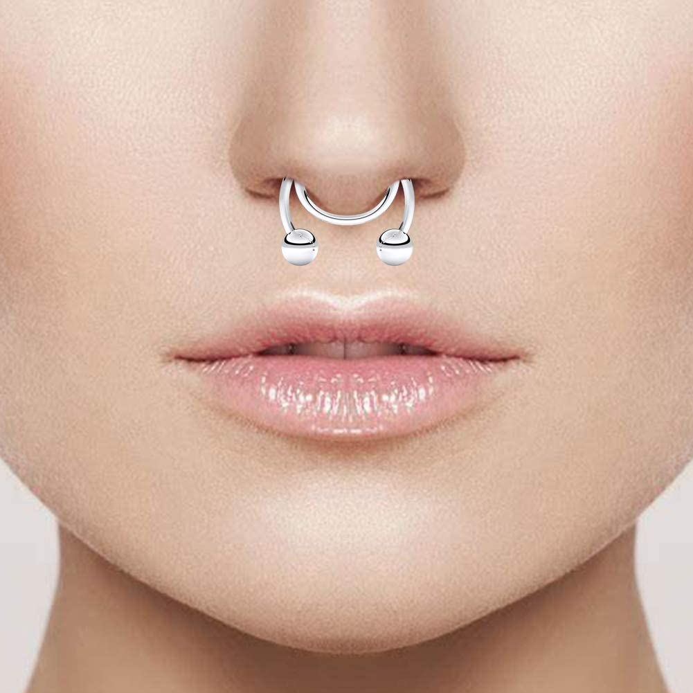 SCERRING Fake Septum Nose Hoop Rings Stainless Steel Faux Lip Ear Nose Septum Ring Non Piercing Clip On Nose Hoop Rings Body Piercing Jewelry 20PCS