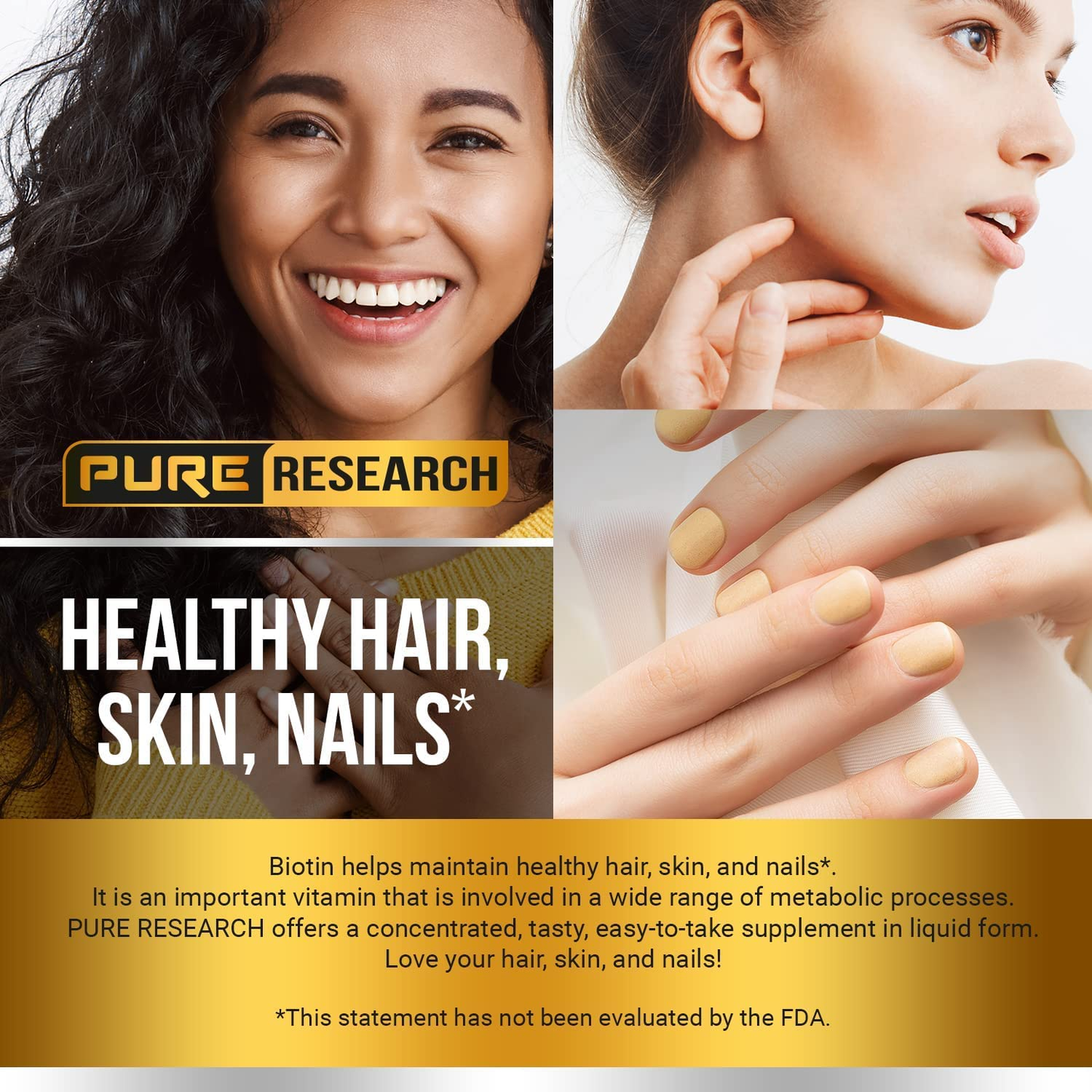 Biotin & Collagen Hair Growth Liquid Drops 50,000Mcg Supports Strong Nails, Glowing Skin, Healthy Hair Growth. Great Absorption (2Fl Oz)