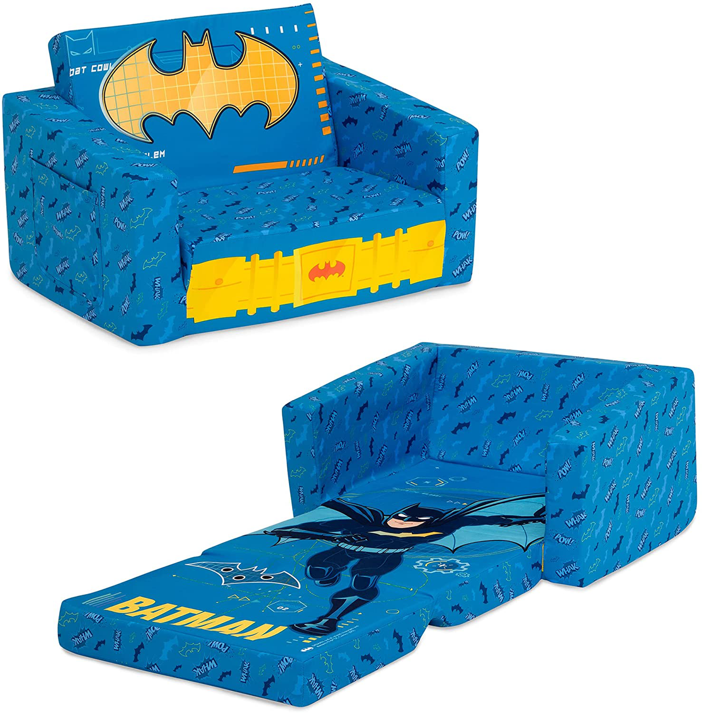 Delta Children Cozee 2-In-1 Convertible Sofa to Lounger - Comfy Flip Open Couch/Sleeper for Kids