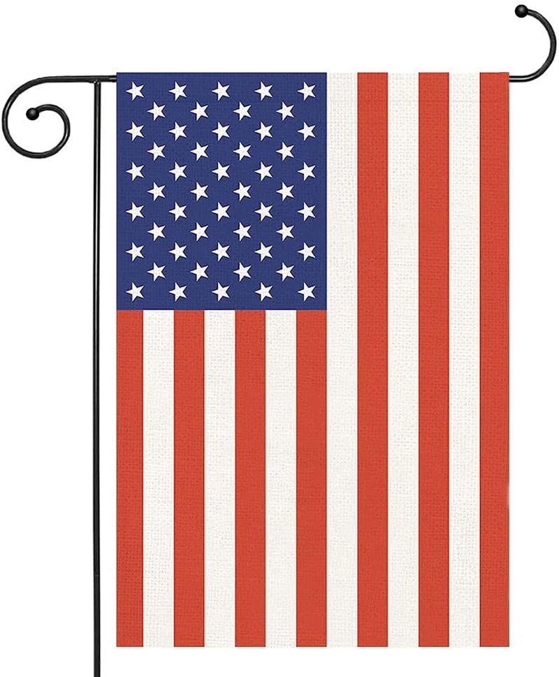 American Flag Double Sided American Flag Garden Flag Thick Weatherproof Burlap 4Th of July Garden Flag US Garden Flag Perfect Decor for Outdoor Yard Porch Patio Farmhouse Lawn, 12 X 18 Inch