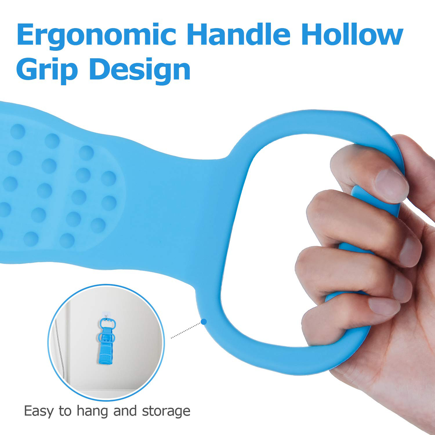 Back Scrubber, Silicone Back Scrubber for Shower, Long Exfoliating Bath Body Brush for Women, Easy to Clean, Improves Blood Circulation and Skin Health (Blue)