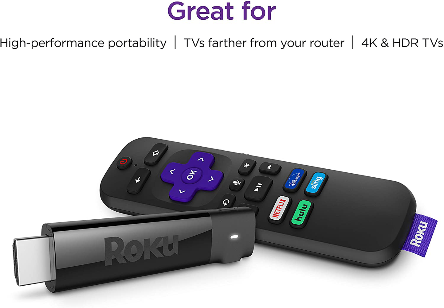 Roku Streaming Stick+ HD/4K/HDR Streaming Device with Long-range Wireless and Voice Remote with TV Controls