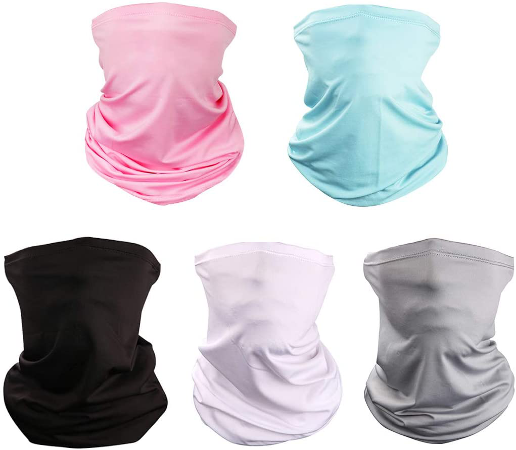LUOLIIL VOE 5 Pieces Sun UV Protection Face Mask Neck Gaiter Windproof Scarf Sunscreen Breathable for Sport&Outdoor……