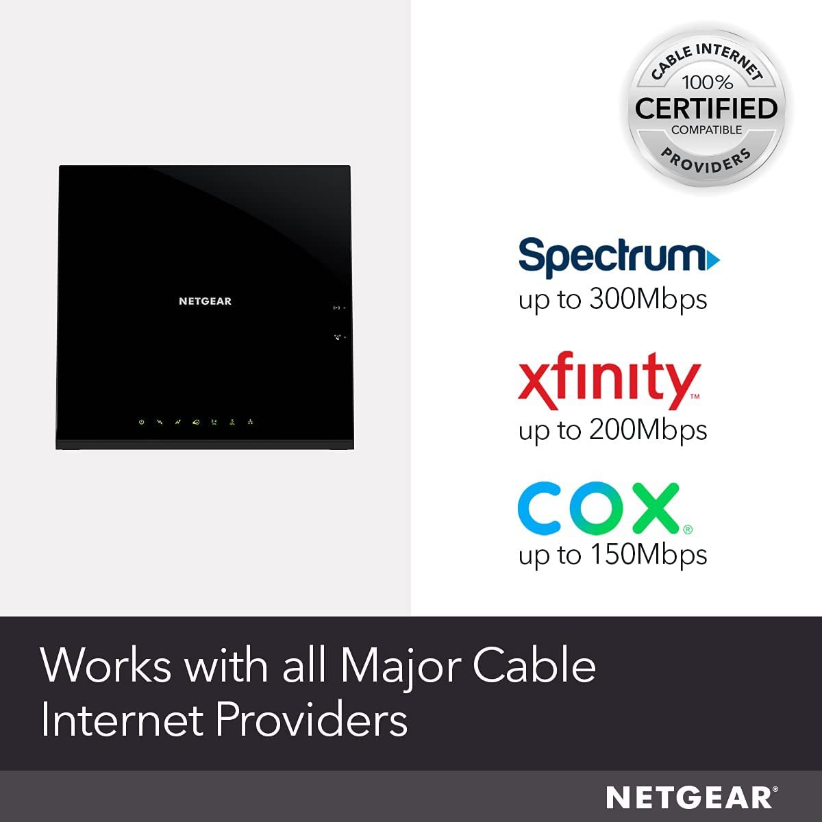 NETGEAR Cable Modem Wi-Fi Router Combo - Compatible with All Cable Providers Including Xfinity by Comcast, Spectrum, Cox