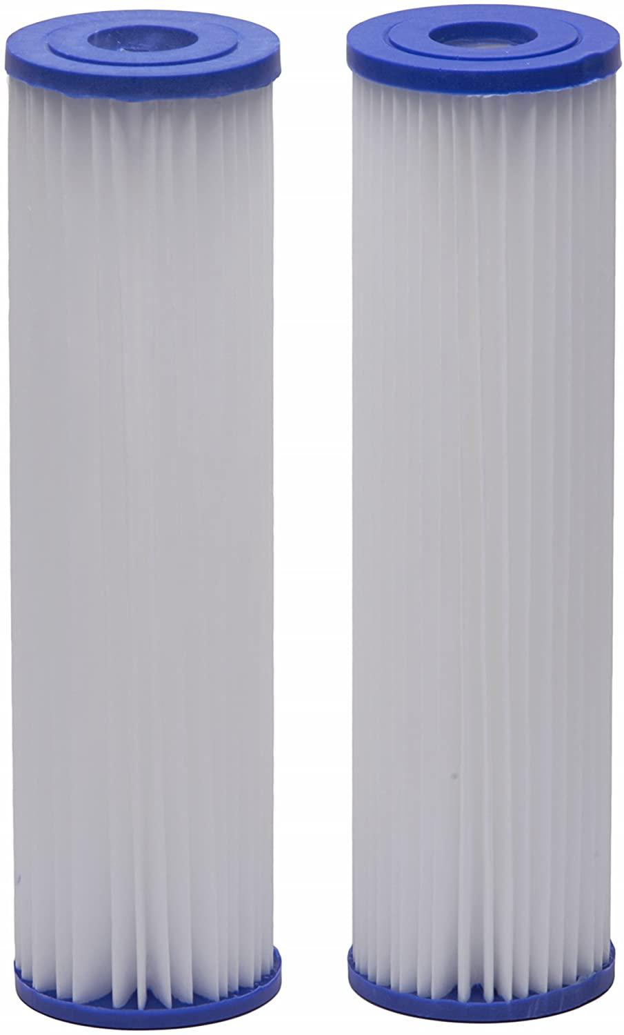 EcoPure EPW2P Pleated Whole Home Replacement Water Filter-Universal Fits Most Major Brand Systems (2 Pack), 2 Count (Pack of 1), White/Blue