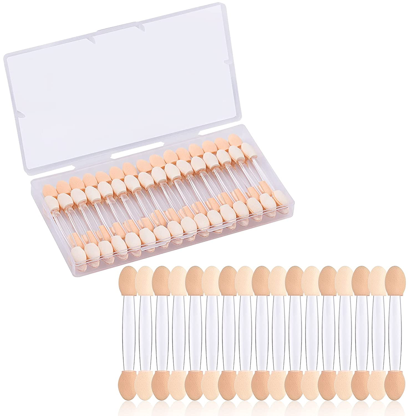 Eyeshadow Applicators, MORGLES 50Pcs Eyeshadow Applicator Double Sided Eye Makeup Applicators Short Sponge Eyeshadow Applicator for Women Girls (Black)