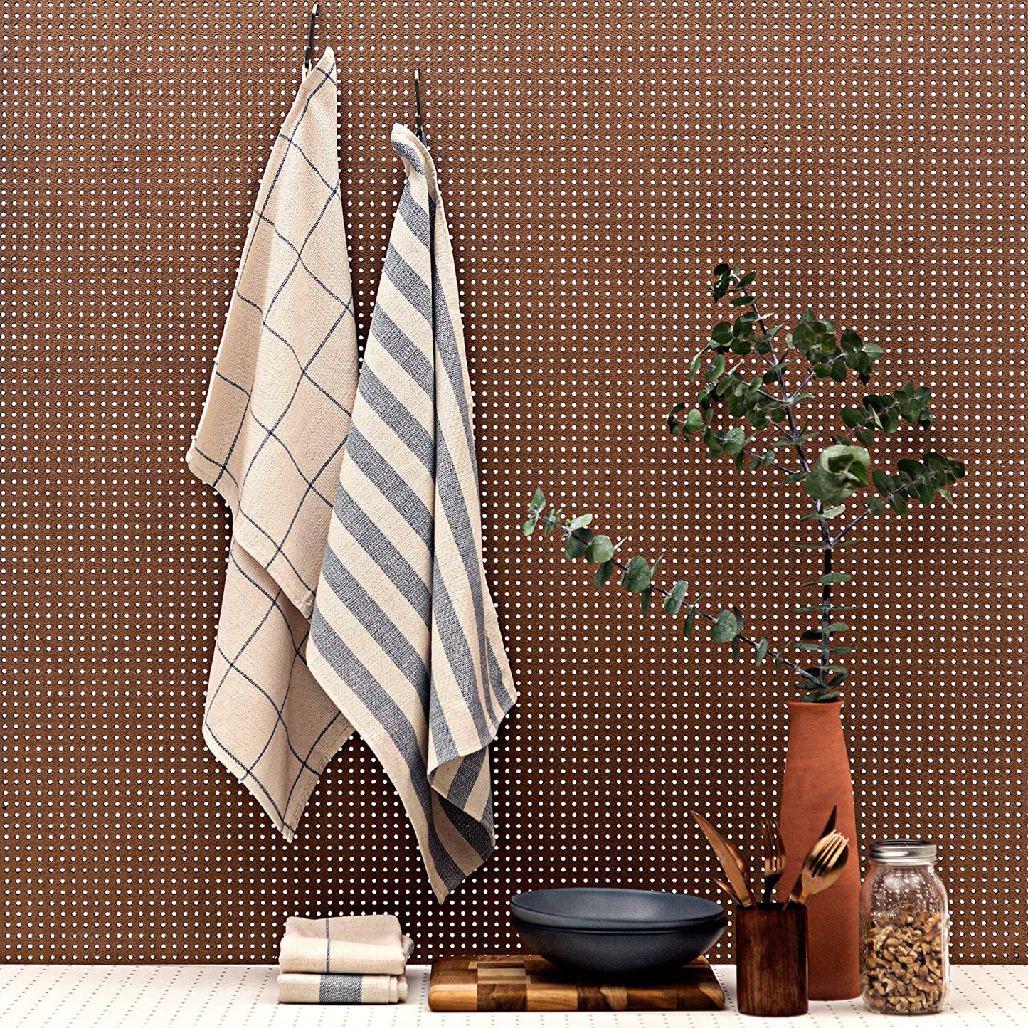 MEEMA Dish Towels for Kitchen | Set of 4, 20 X 28 In. Super Absorbent Weave Cotton Kitchen Towels | Made with Upcycled Denim and Cotton | Zero Waste Unpaper Towels, Dish Rags, and Tea Towels