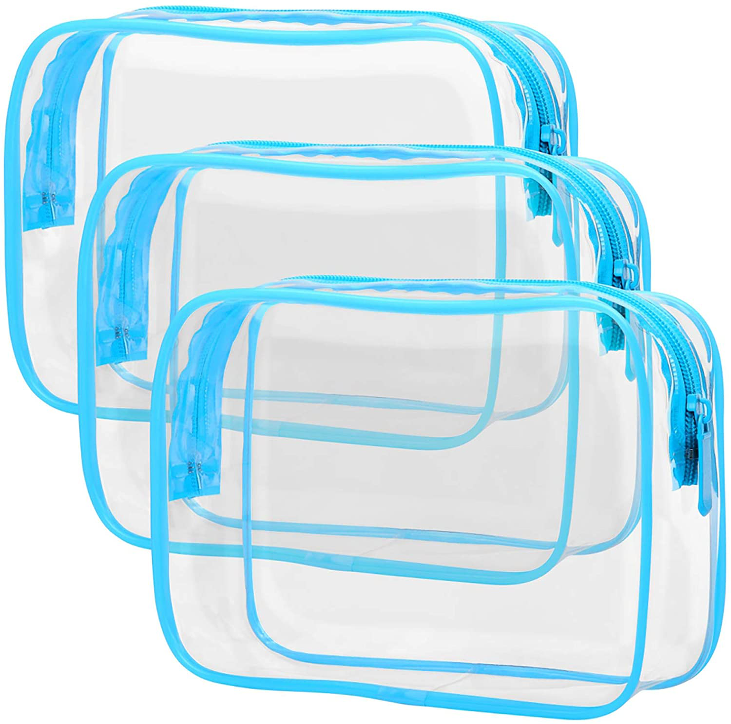 Clear Toiletry Bag, Packism 3 Pack TSA Approved Toiletry Bag Quart Size Bag, Travel Makeup Cosmetic Bag for Women Men, Carry on Airport Airline Compliant Bag