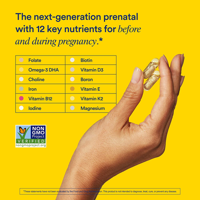 Ritual Prenatal Vitamins with Folate and Choline for Neural Tube Support*, Omega-3 DHA, Iron, Vitamin D3 & More, Gluten Free, Non-Gmo, Citrus Essenced, 30 Day Supply, 60 Vegan Capsules