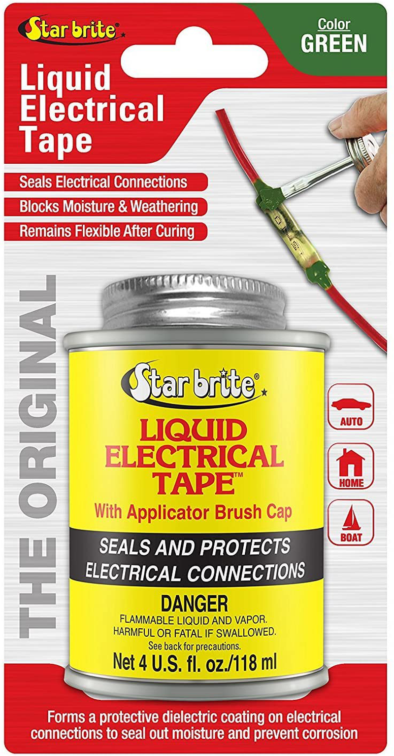 Star Brite Liquid Electrical Tape - 4 Oz Can with Applicator Brush Cap - Protective, Airtight, Waterproof, Flexible, Dielectric Coating - Indoor & Outdoor Use