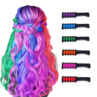 New Hair Chalk Comb Temporary Hair Color Dye for Girls Kids, Washable Hair Chalk for Girls Age 4 5 6 7 8 9 10 Birthday Party Cosplay DIY, Children S Day, 6 Colors