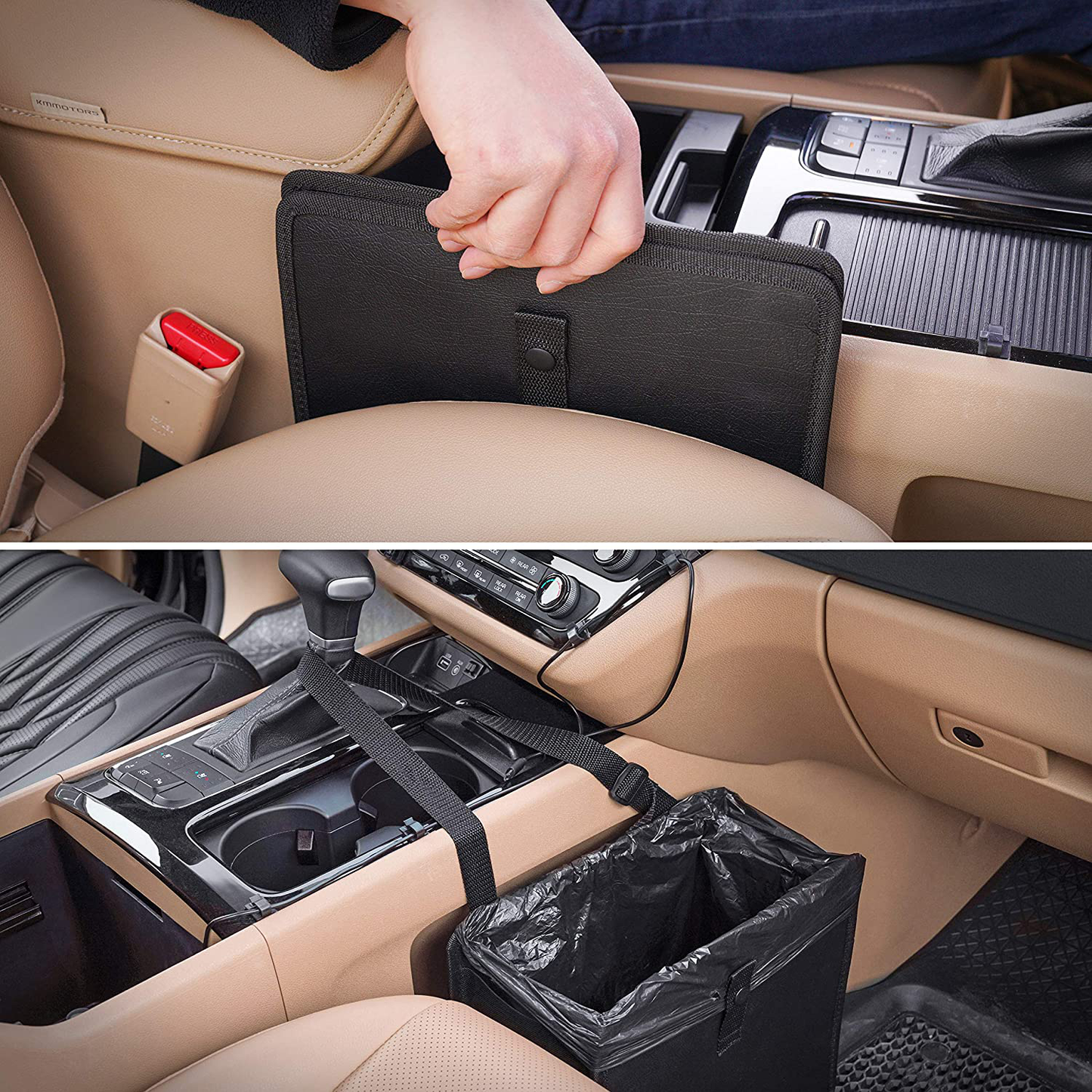 KMMOTORS Foldable Car Garbage Can Patented Car Waste Basket Comfortable Multifuntional