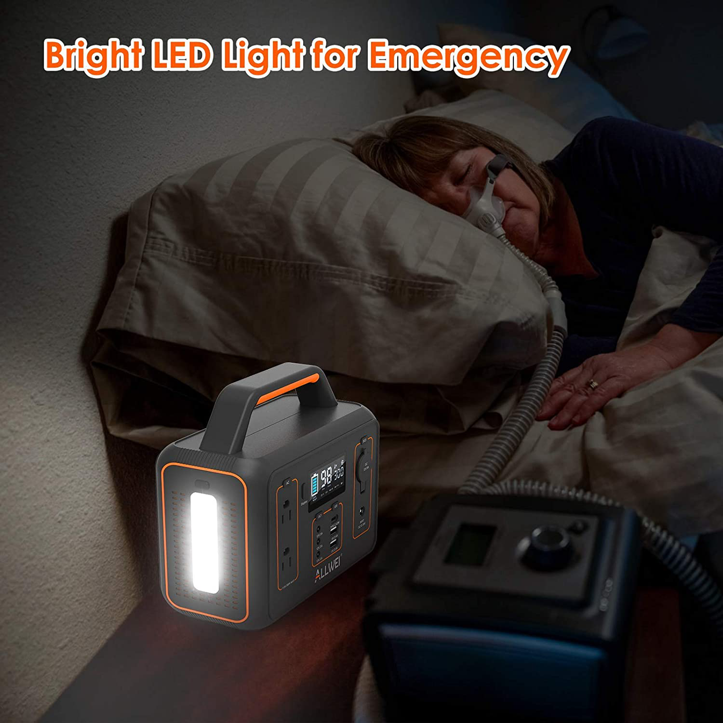 ALLWEI Portable Power Station, 300W/Peak 600W Solar Generator 280Wh/78000mAh CPAP Backup Lithium Battery Pack with LED light,Pure Sine Wave AC Outlet,PD 60W,for Outdoors Camping Travel Emergency