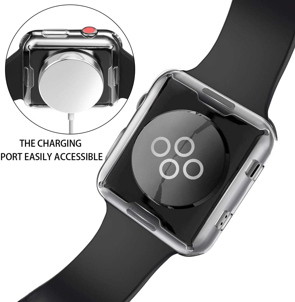 Julk Series 3 Case Compatible with Apple Watch Screen Protector, Overall Protective Case TPU HD Clear Ultra-Thin Cover (2-Pack)