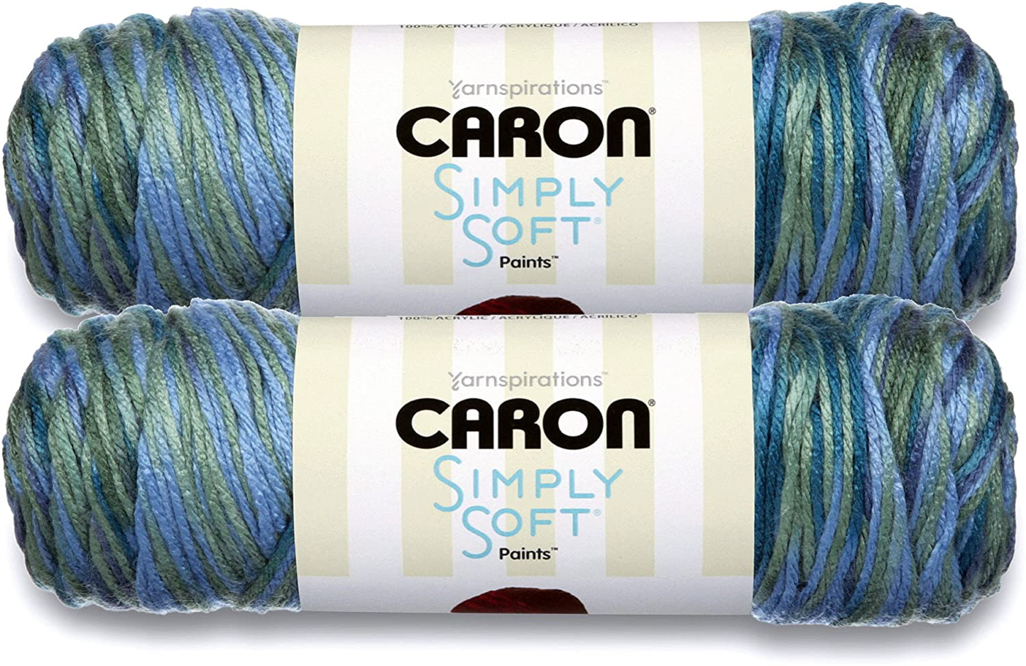 Caron Simply Soft Bulk Buy Paints 100% Acrylic Yarn (2-Pack) ~ 5 oz. Skeins
