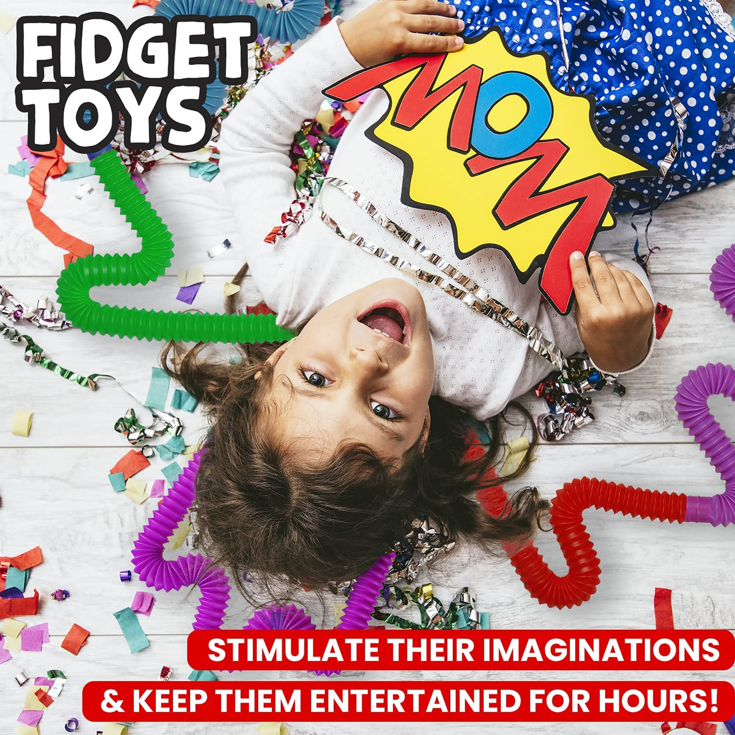 Bunmo Pop Tubes Sensory Toys, Fine Motor Skills Fidget Pack Toddler Toys, Fidget Toys for Sensory Kids and Kids Learning Toys.