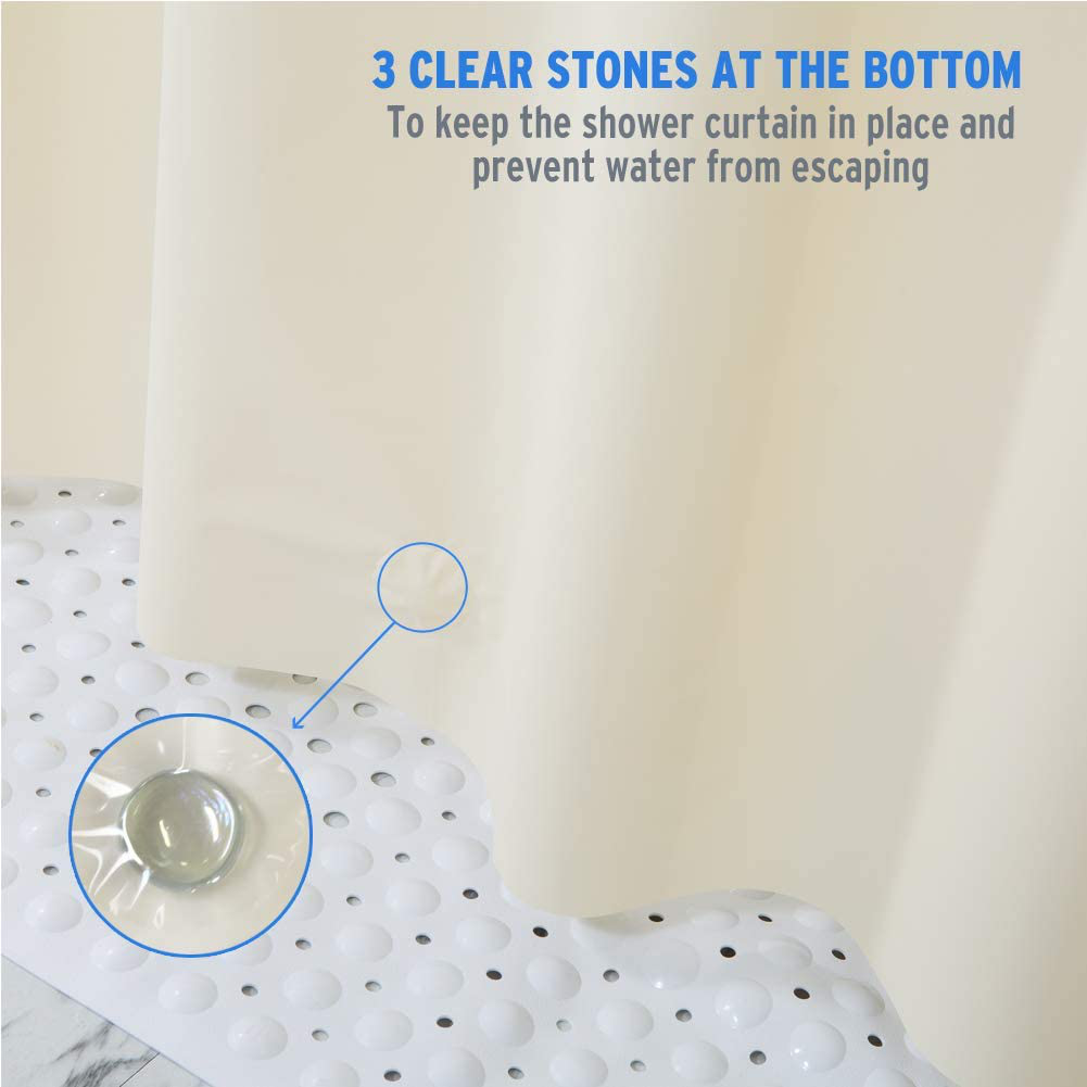 AmazerBath Plastic Shower Curtain Liner, Thick Bathroom Shower Curtains with Heavy Duty Clear Stones and Grommet Holes